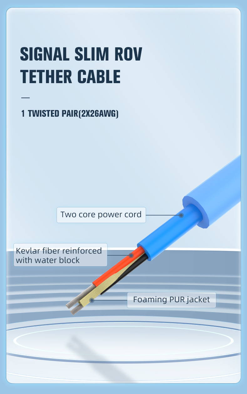 Blue buoyant underwater rov cable for cameras(图3)