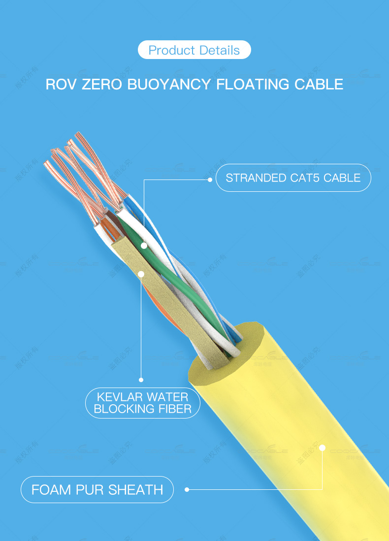 Yellow Zero Buoyancy Foam underwater rov cable(图2)