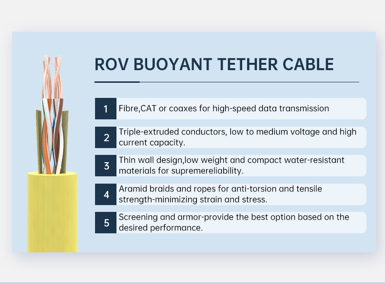 ZERO Buoyancy ROV cable for underwater equipment 4x2x26AWG umbilical robot wire(图2)