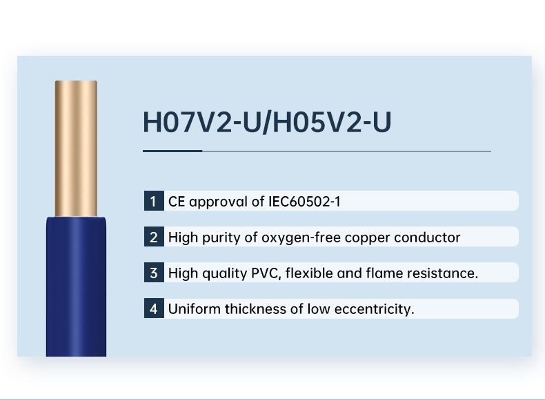 Ce Certificate H05V2-U H07V2-U Solid Pure Copper Single Core rubber Cable 16Awg 17Awg 18Awg 20Awg (图2)