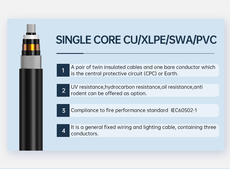 NA2XSH / NA2XSEH Alumium Cable With Wire Armoured MV Power cable(图2)