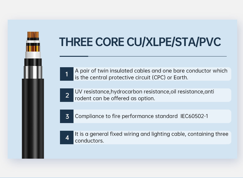 Three Core CU/XLPE/CTS/STA/PVC Medium Voltage power Cables(图2)