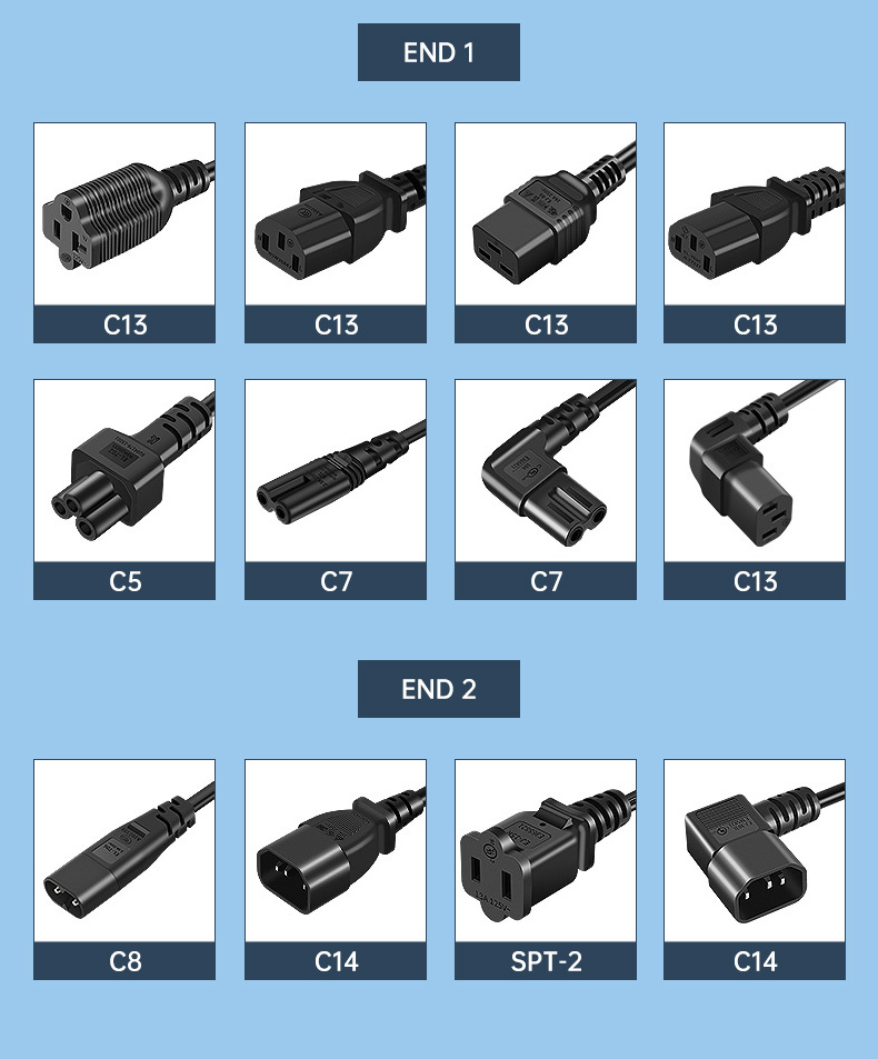 Europe 3-Pin Angle Plug To IEC 320 C13 AC Power Cord(图8)