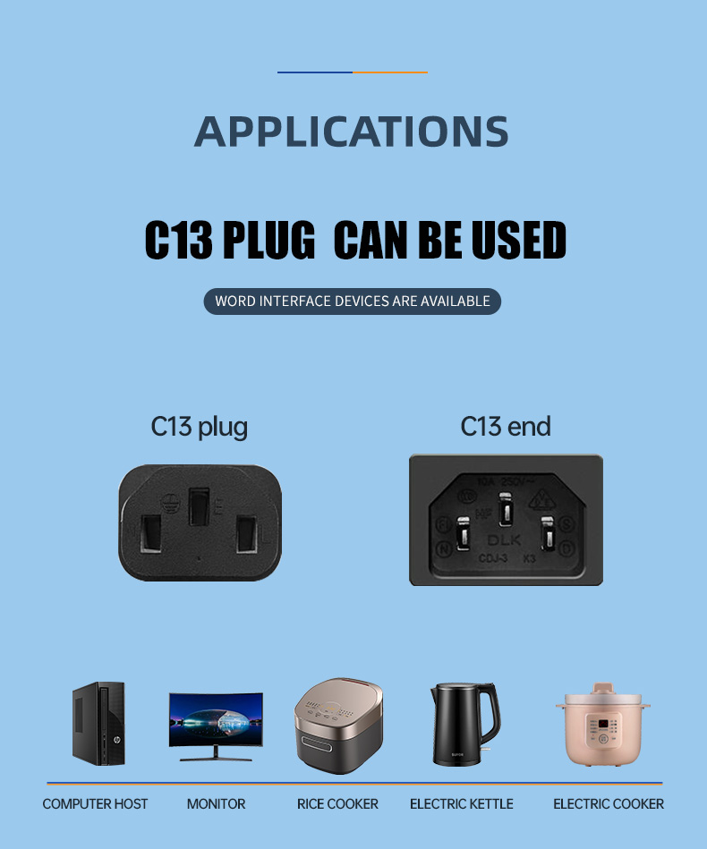 UK 3 Prong Plug To IEC 320 C13 AC Power Cord(图6)